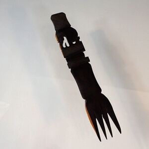 Vintage Elephant Heart Wood Fork African Hand Carved Folk Art Long Handle